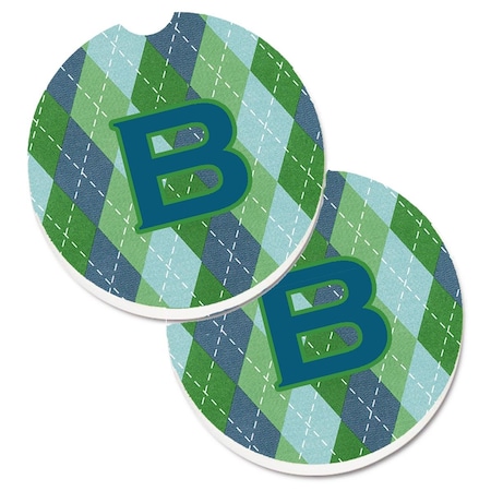 Carolines Treasures Monogram Initial B Blue Argoyle Set of 2 Cup Holder Car Coaster CJ1020-BCARC